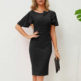 Women Date Dress Spring/Summer U Collar Ruffle Sleeve Dress
