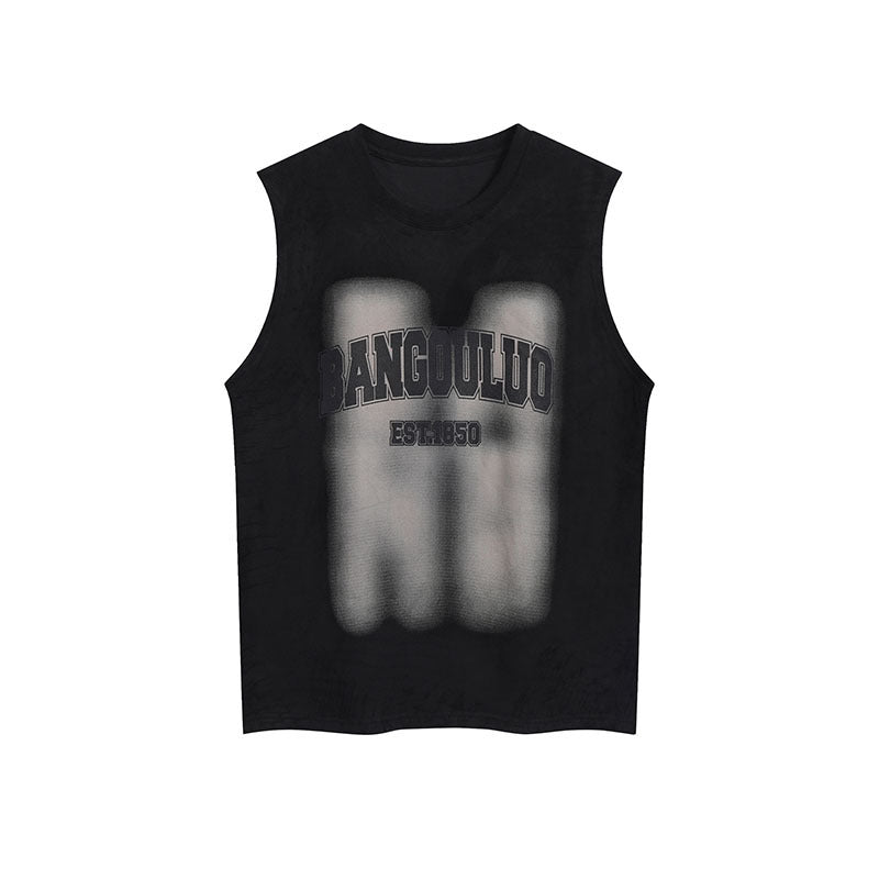Men Vest Graffiti Sports Vest Men's Summer Loose Couple Sleeveless T-shirt
