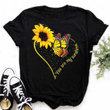 Maycaur Women's T-shirt Casual Kawaii Sunflower Butterfly