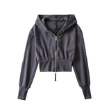 Women Jacket Double Zipper Patchwork Hoodie Women's Cardigan Jacket
