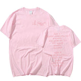 Rapper Lil Peep Pink Print Graphic Tee Shirt Men Casual