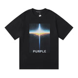 Purple Brand T Shirts Cloud Sea Sunrise Printed Men's and Women's Loose Casual Short-Sleeved T-shirt