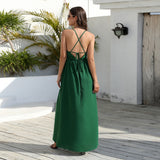 Women Date Dress Summer Slim Fit Lace Lace Spaghetti-Strap Dress