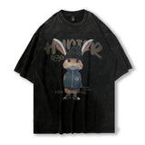Men T Shirt Portrait Printing Washed and Worn Short Sleeve T-shirt