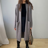 Women Cardigan Sweater Baggy Coat Lapel Cardigan Coat Mid-Length Sweater 8t7237