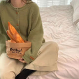 Women Knitwear Autumn and Winter round Neck Sweater Loose Knitted Cardigan