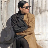 Women Trench Coat Coat Autumn and Winter Long Sleeve Leather Coat