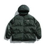Unisex Winter Cotton Coat Plaid Decorative Hooded Cotton-Padded Coat Retro Detachable Hat Cotton-Padded Coat