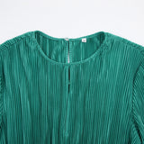 Women Dress Autumn and Winter Green Pleated Dress