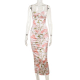 Women Dresses Spring Split Long Dress Lace Suspender Skirt