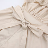 Women Dress Casual Hollow round Neck Puff Sleeve Dress