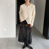 Women Cardigan Sweater Double Breasted Vintage Autumn Cardigan Long Sleeve Sweater Coat Q730