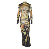 Women Dresse Spring High Collar Mid-Length Dress