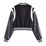 Women Jacket Spring and Autumn Stand Collar Baseball Uniform Long Sleeve Jacket Coat
