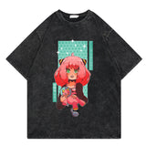 Washed retro T-shirt printed graphic casual cotton summer short sleeves