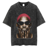 Dennis Basketball Graphic T Shirt Men's Vintage Washed