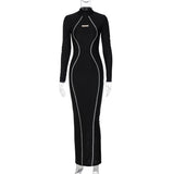 Women Dresses Spring round Neck, Slim-Fit, Long-Sleeved Dress