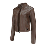 Red Leather Jacket Women's Rivet Leather Coat Spring and Autumn Jacket