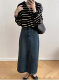 Women Knitted Pullover Vintage Stripe Lapel Knitwear Fall/Winter Loose Sweater Coat