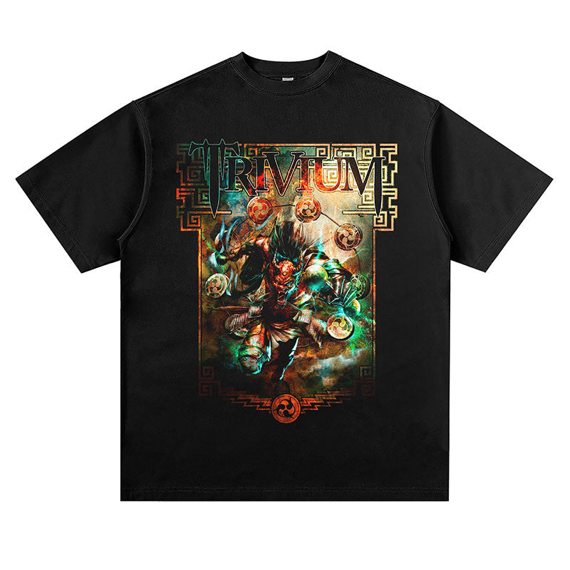 Mens Vintage Rock Band T-Shirt Trivia Band Print T-Shirt VINTAGE Loose Top Short Sleeve