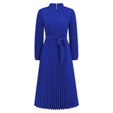 Women Date Dress Ol Slim Fit Long Dress Autumn and Winter Stand Collar Dress