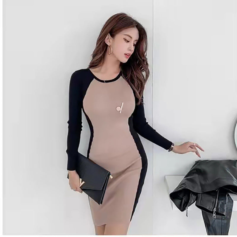 Women Maxi Dress Autumn Winter Sexy Hip Knitwear Dress