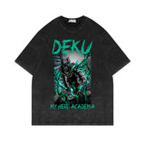 Washed and old short-sleeved T-shirt Hero Academy animation short-sleeved cotton