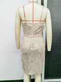 Women Evening Gown Sexy Party Sequined Suspender Dress Dress