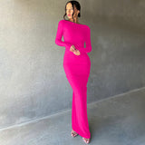 Women Dresses Summer Sexy V-neck Slim-Fit Long Sleeve Dress