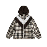 Unisex Jacket Autumn Vintage Plaid Hooded Jacket