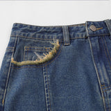 Women Long Skirt Casual Washed and Worn Loose Slit Skirt