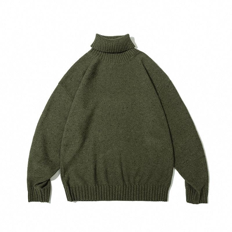 Unisex Winter Cotton Coat Turtleneck Sweater Vintage Loose Knitted Top