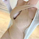 Women Dresses Hollow out Sleeveless Knitted Dress Sexy