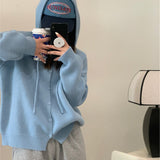 Women Knitted Cardigan Hooded Knit Cardigan Autumn Sweater Coat