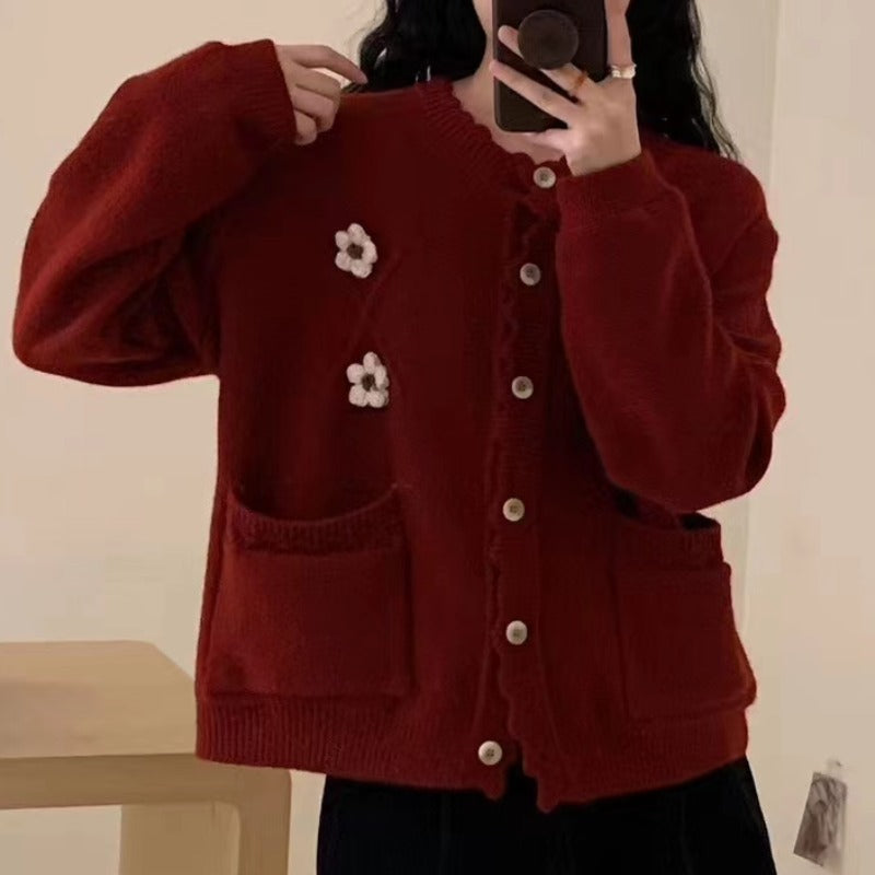 Women Knitted Cardigan Spring and Autumn Knitted Cardigan Top