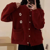 Women Knitted Cardigan Spring and Autumn Knitted Cardigan Top