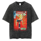 Anime cartoon dragon ball vintage wash print short sleeve t-shirt