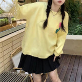 Women Knitwear Autumn Three-Dimensional Flower round Neck Sweater Loose Sweater