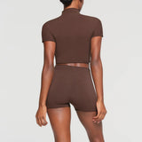 Women T-shirt Sexy Slim Fit Turtleneck T-shirt Short Top