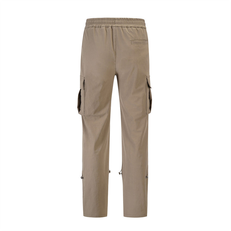 Men Sweatpants Pleated Tooling Dungarees Quick-Drying Sports Casual Straight Trousers