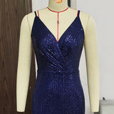 Women's Evening Gown Sexy Retro Sequins Dress Gown