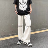 Men Jeans Printed Jeans Men Baggy Straight Trousers