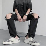 Men Jeans Ripped Jeans Men's Summer Loose Straight Wide Leg Pants
