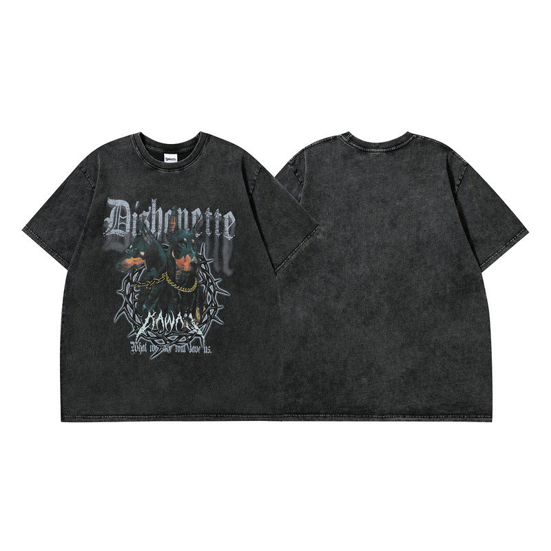 Men T Shirt Doberman Pinscher Washed and Worn Short Sleeve T-shirt