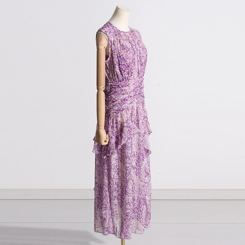 Women Dresses Summer Sleeveless Ruffled Long Dress (Qymy0409)