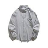 Unisex Shirts Autumn Vertical Striped Pocket Shirt