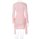 Women Dresse round-Neck Long-Sleeved Dress Skirt