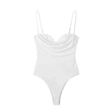 Women Jumpsuit Sexy Retro Heart-Shaped Collar Pleated Underwear Sleeveless Jumpsuit