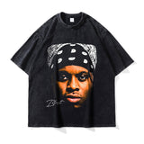 Asap Rocky T Shirts Washed Vintage Hip Hop Short Sleeve Print