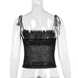 Women Tops Summer Sexy Slim Fit Spaghetti Straps Knitted Top (Csm202404)